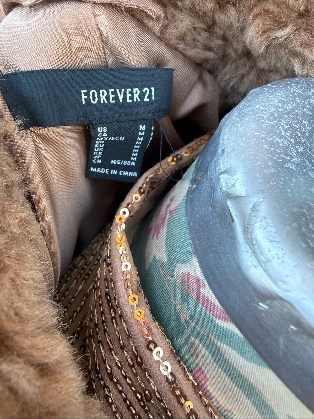 Forever 21 Plush Teddy Vest in Camel Brown